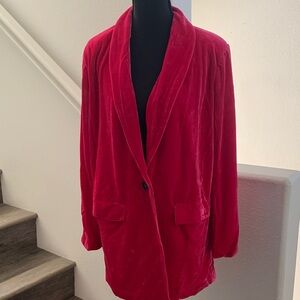 Endless Rose Vibrant Fuchsia NOT RED Oversized Crushed Velvet Blazer.